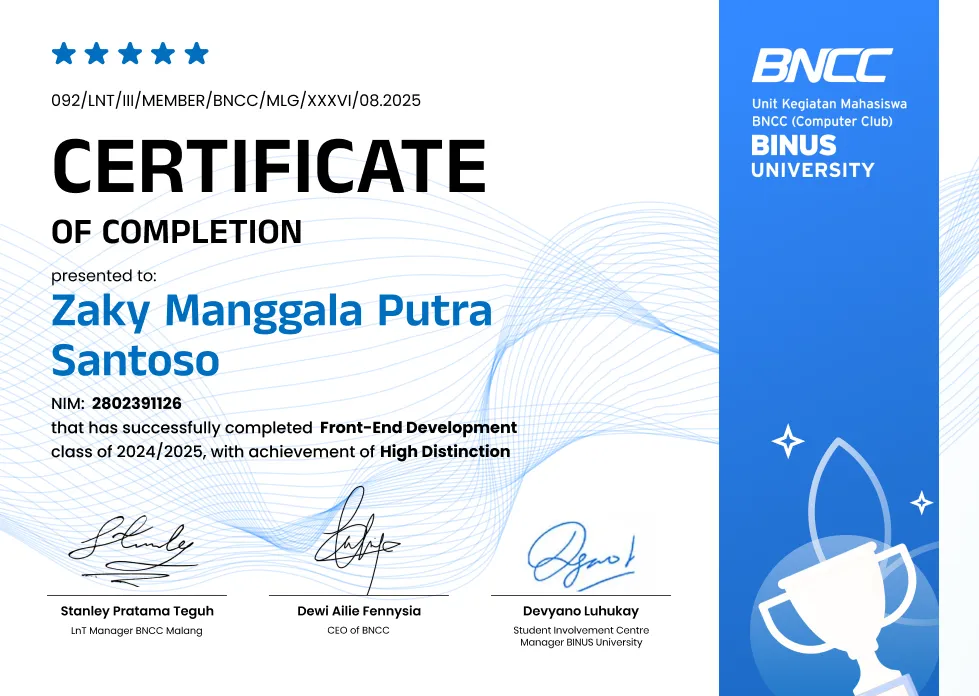 Front-End Development (High Distinction)