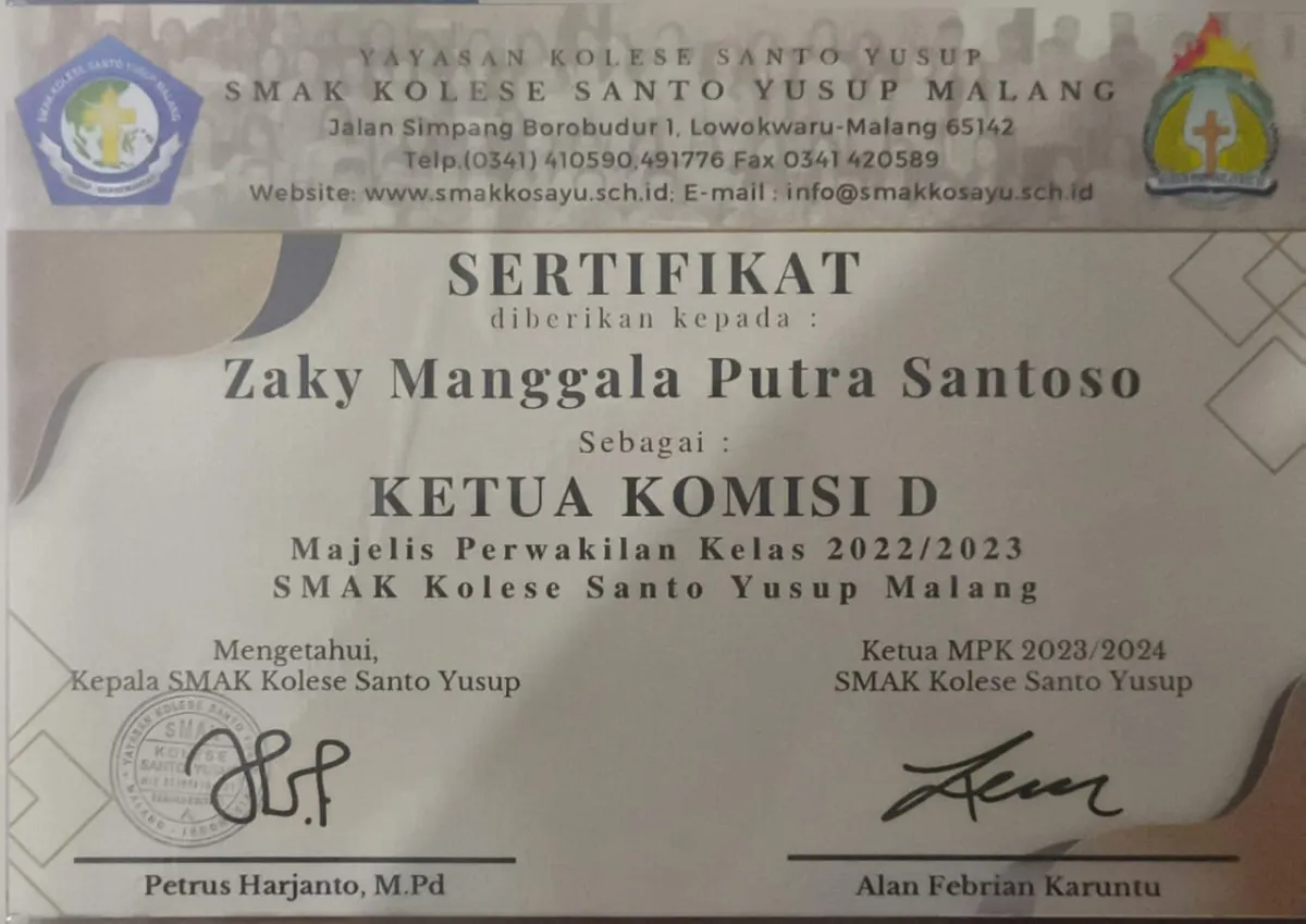 Head of Commission D - Student Representative Council (MPK)