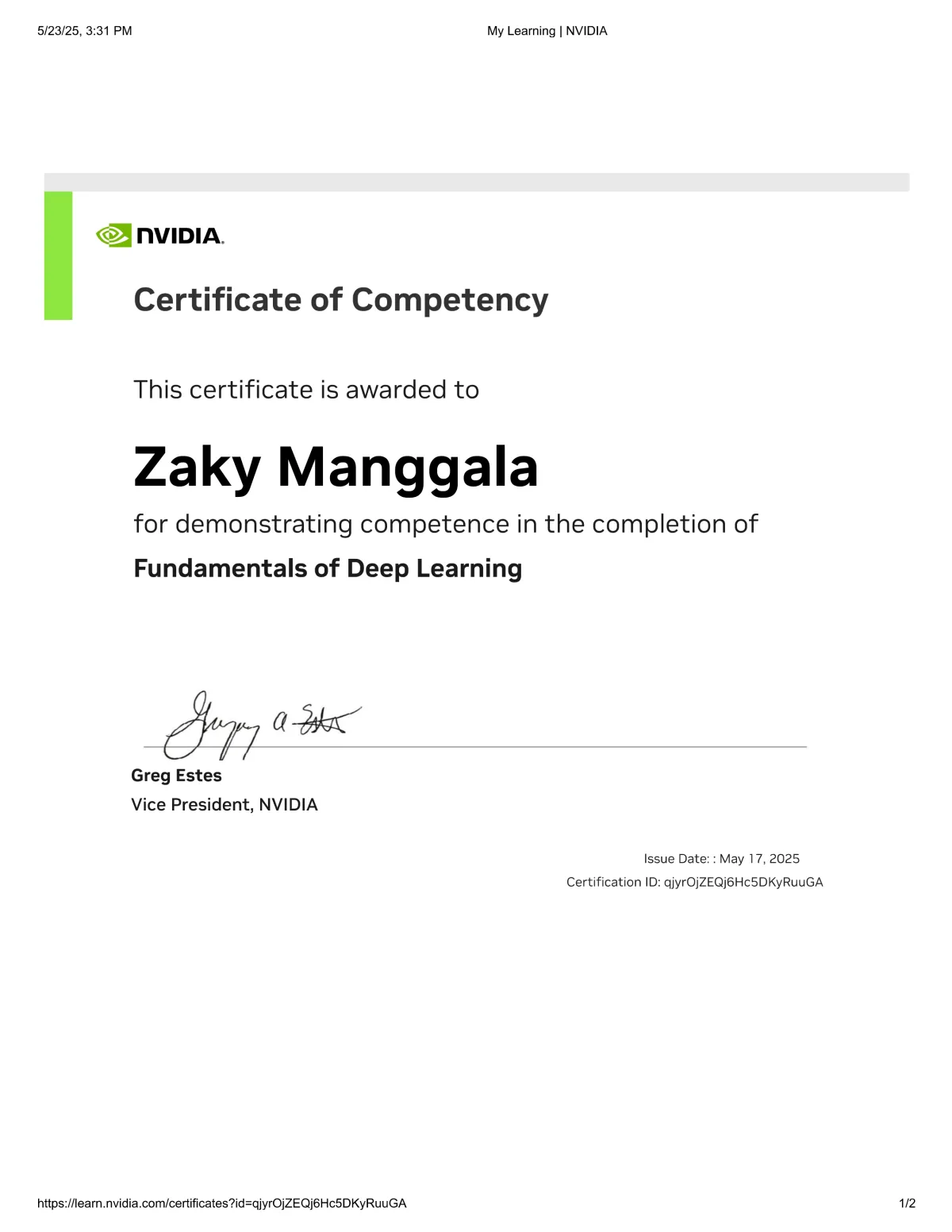 NVIDIA Fundamentals of Deep Learning